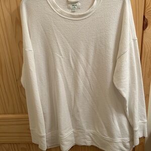Aerie Textured White Crewneck Top